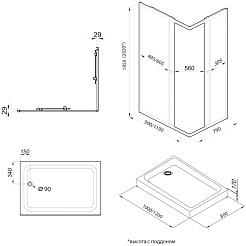 Triton Душевой уголок Вента-Голд 120x80 стекло прозрачное профиль золото с поддоном – фотография-15