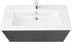 Акватон Мебель для ванной Сохо 100 R подвесная дуб веллингтон/графит софт – фотография-6