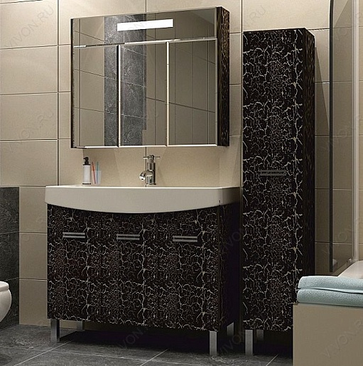 Misty Тумба с раковиной Джулия 105 черная краколет – картинка-3