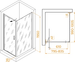 RGW Душевой уголок Stilvoll SV-145B (SV-05B + Z-050-2B) 80x100 профиль черный стекло прозрачное – фотография-6