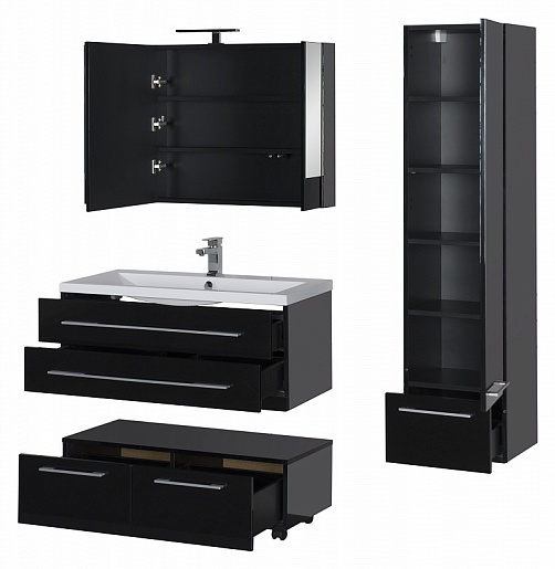 Aquanet Тумба подкатная "Нота 100" черная – фотография-8