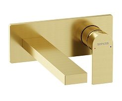 Sancos Смеситель для раковины Studio брашированное золото PVD покрытие SC9017BG – фотография-1