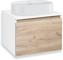 Runo Мебель для ванной Бари 60 Nuovo подвесная дуб крафт/белая – фотография-2