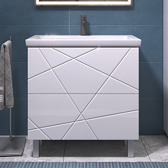 Vigo Тумба с раковиной Geometry 800-0-2 Como белая – фотография-2