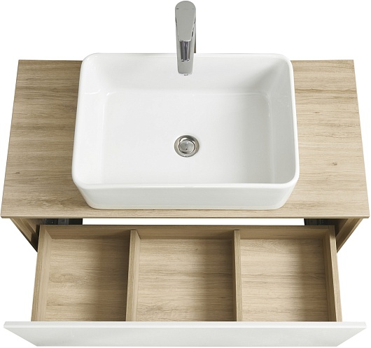 Акватон Мебель для ванной Либерти 90 Mila 50 белая/дуб эльвезия – картинка-5