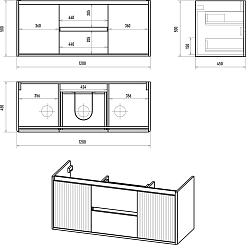 Brevita Тумба с раковиной Wine 120 подвесная белая – фотография-10
