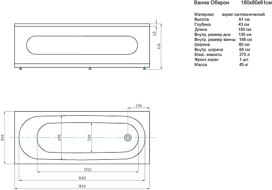 Aquatek Акриловая ванна Либра 170x70 R с экраном – фотография-8
