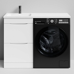 Водолей Тумба под раковину над стиральной машиной Смайл 48 L белая – фотография-1