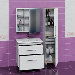 СанТа Мебель для ванной Вегас 75 2 ящика белая – фотография-3