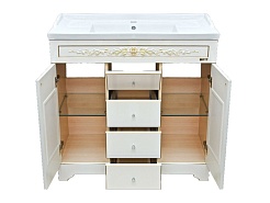 Misty Тумба для умывальника Milano 90 белая патина/декор – фотография-2