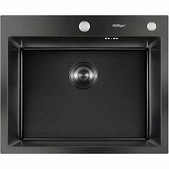 Hoffger Мойка для кухни 6050T Black ECO декор соты – фотография-1