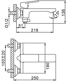 Frap Смеситель для ванны с душем H46 F3246 хром – фотография-4