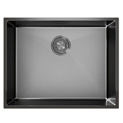 Mixline Мойка подстольный монтаж 53/43 (3,0) выпуск 3 1/2 черный графит НАНО декор – фотография-2