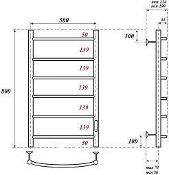Point Полотенцесушитель электрический П6 500x800 PN04858 хром – фотография-3