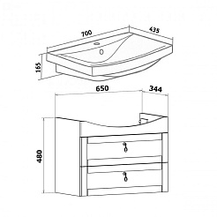 Runo Тумба с раковиной Мерида 70 подвесная – фотография-3