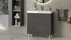 Velvex Тумба с раковиной Edge 80.2Y графит – фотография-2