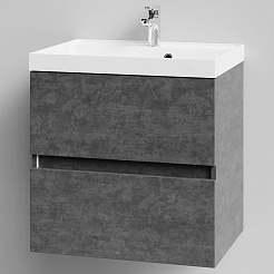 Водолей Тумба с раковиной Бест 60 подвесная серый камень – фотография-2