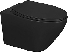 Azario Унитаз подвесной Keras matt black AZ-99046B безободковый черный матовывй