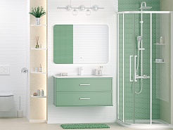 Brevita Тумба с раковиной Verde 100 подвесная зеленая – фотография-9