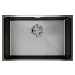 Mixline Мойка подстольный монтаж 65/44 (3,0) выпуск 3 1/2 черный графит НАНО декор – фотография-2