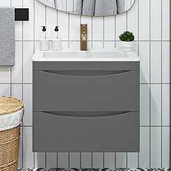 Vivon Тумба под раковину Ostin 60 подвесная серая матовая – фотография-1