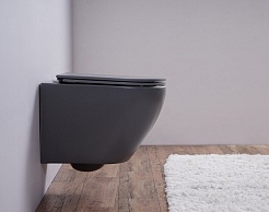 Esbano Унитаз Azalea подвесной безободковый серый матовый – фотография-10