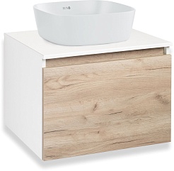 Runo Мебель для ванной Бари 60 Bella подвесная дуб крафт/белая – фотография-2