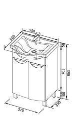 Aquanet Тумба с раковиной "Асти 55" 2 двери (178262) – фотография-6