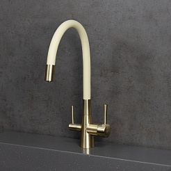 Lemark Смеситель для кухни Comfort LM3075B-Beige бежевый/бронза – фотография-2