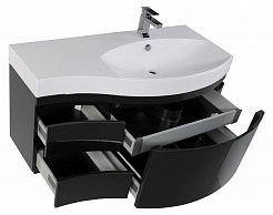 Aquanet Тумба с раковиной Опера 1-115 R с ящиком черная (169659) – фотография-5