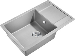 Milacio Мойка кухонная Navarra 78 Cuarzo серая металлик – фотография-1