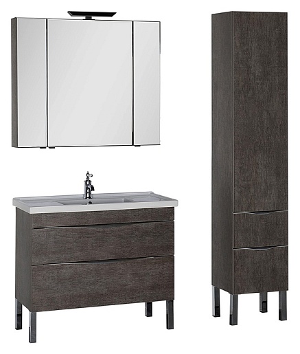 Aquanet Зеркальный шкаф "Эвора 100" дуб антик – фотография-4