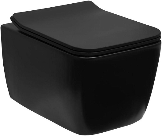 Allen Brau Унитаз подвесной Liberty 4.33007.31 чёрный матовый с крышкой 4.33008.31 – фото-1