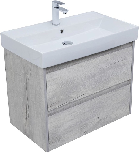 Aquanet Тумба под раковину Nova Lite 75 подвесная дуб белый – фотография-2