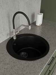 Teymi Мойка кухонная Lori Midi D51 кварцевая черная матовая – фотография-7