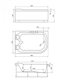 Royal Bath Акриловая ванна NORWAY DE LUXE с гидромассажем 180х120х66 L – фотография-3