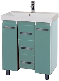 Misty Тумба для умывальника Джулия QVATRO конус 75, 3 ящика, голубой – фотография-1