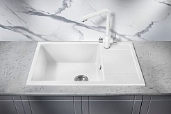 Milacio Мойка кухонная Navarra 78 Cuarzo белая – фотография-2