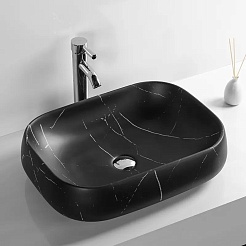 Ceruttispa Раковина накладная 56.5 CR0086 MMB1 мрамор черный матовый – фотография-5