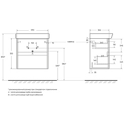 BelBagno Тумба с раковиной Neon 60 с 2 ящиками подвесная Rovere Scuro – фотография-13