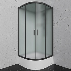 Frank Душевая кабина F409/2 M Black без крыши профиль черный стекло матовое – фотография-1