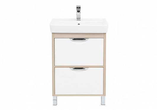 Aquanet Тумба с раковиной Гретта 60 new 2 ящика, светлый дуб – фотография-8