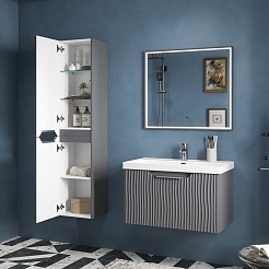 Equil Шкаф пенал Mirage 36 L подвесной графит софт – фотография-6