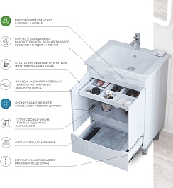 Vigo Тумба под раковину Grani 750-2-1 белая – фотография-3
