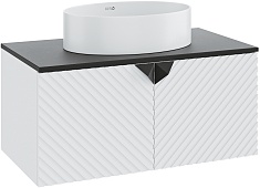 Runo Тумба с раковиной Андорра 85 Ovale подвесная белая матовая/черная