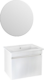 Runo Мебель для ванной Модена 65 подвесная белая с зеркалом Руан 65 – фотография-1