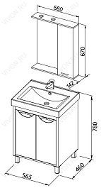 Aquanet Мебель для ванной "Гретта 60" 2 двери (177033) – фотография-8