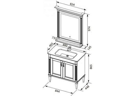 Aquanet Комплект мебели Селена 90 белый/патина серебро – картинка-5