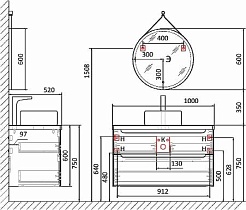 Jorno Тумба с раковиной Wood 100 серая столешница светлая – фотография-4