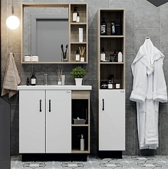 Onika Тумба с раковиной Тимбер 80 белый /дуб сонома – фотография-3